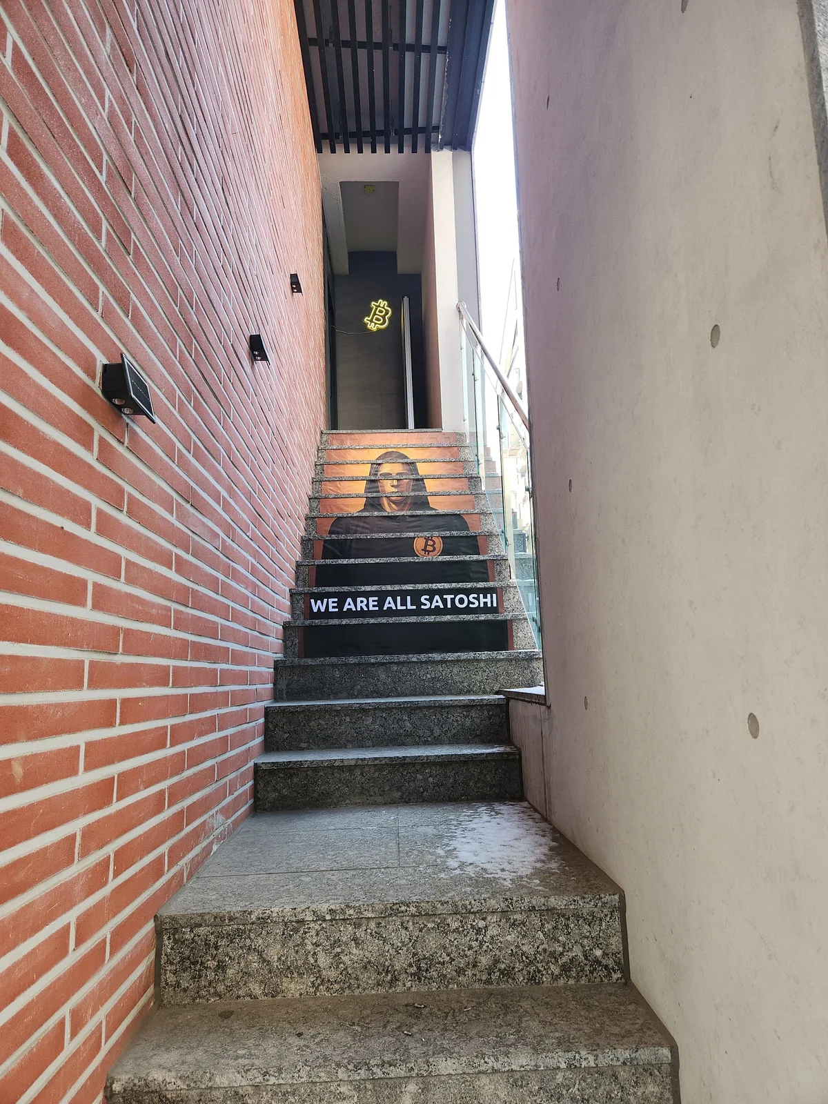 The center stairway with a Satoshi message